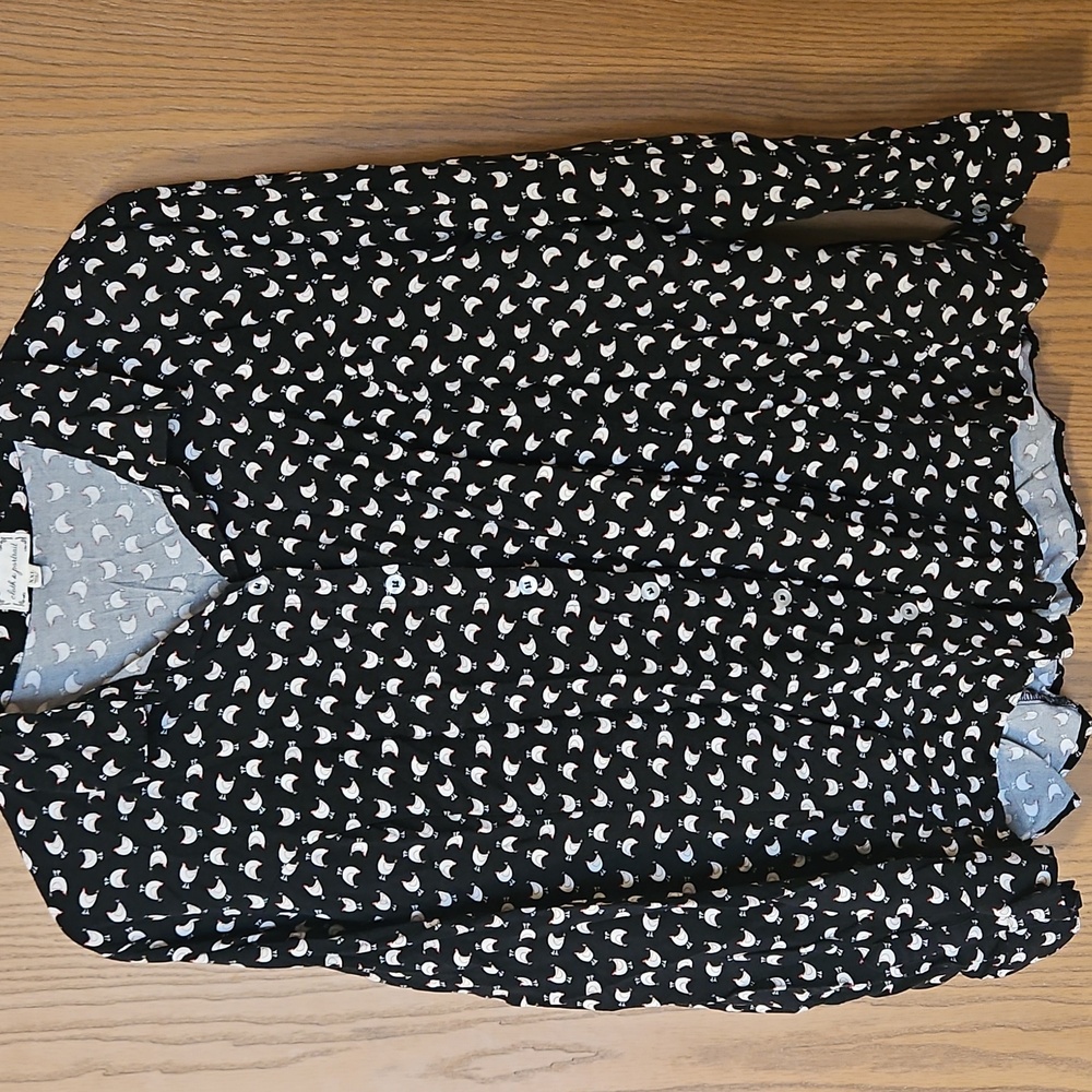 Cloth & Portrait XXL Chicken Print Button Up Longsleeve Blouse